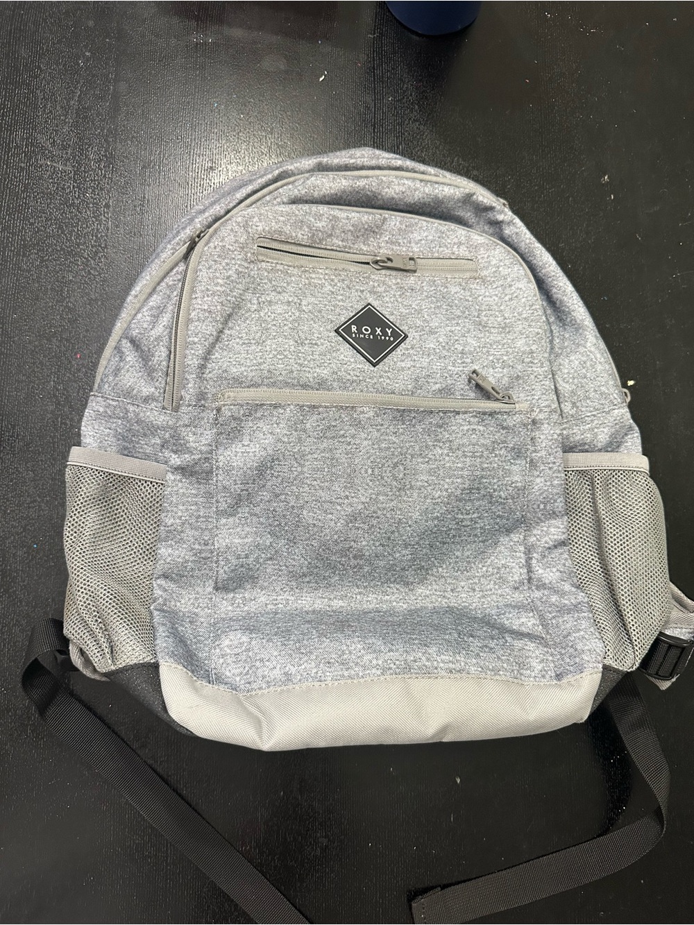 Roxy Light Gray Heather Backpack with Mesh Pockets